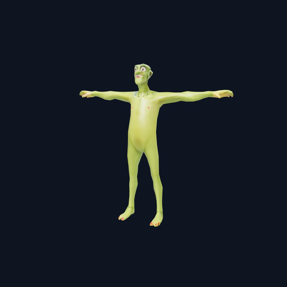 Green Alien Character Model Pack with Expressive Design